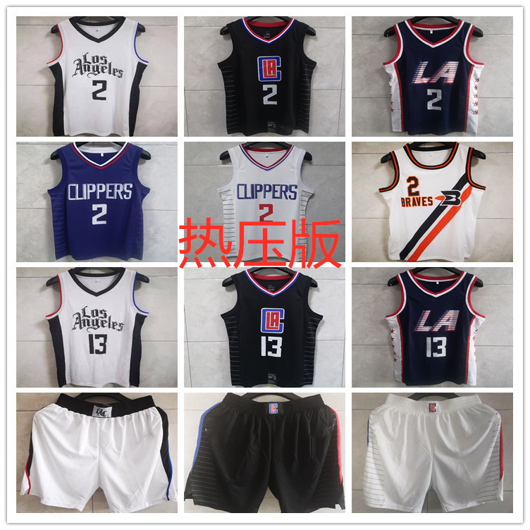 Wholesale New City Jersey Clippers 2 # Leonard 13 # George Hot-Pressed Basketball Pants Shorts