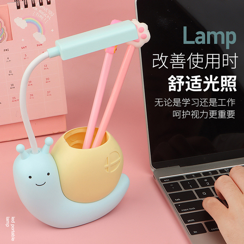 Cartoon USB charging LED desk lamp, foldable eye-protection study lamp for children and students, night light with logo customization, wholesale.