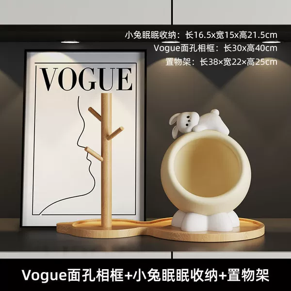 Bunny Mianmian+storage rack+decorative painting