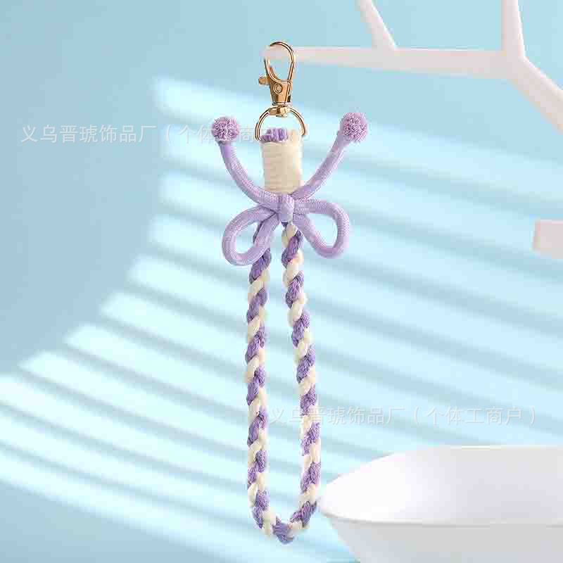 网红条纹蝴蝶结手工diy编织手腕带diy手工彩色手机壳提绳包包挂绳|undefined