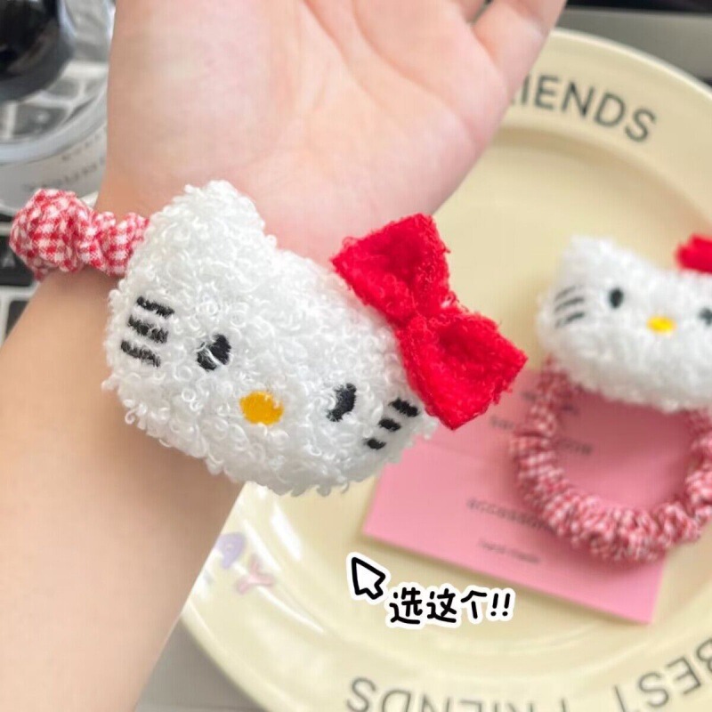 Sweet Lamb Fleece KT Cat Small Intestine Circle Autumn and Winter New Bear Cartoon Female Headwear Cute Shirley All-match Hair Ring