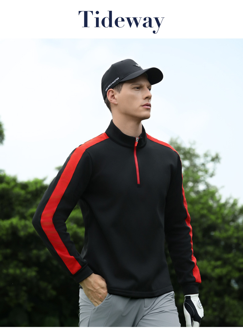 Áo chui đầu golf nam cổ đứng có khóa kéo, lót nhung giữ ấm mùa thu đông — Áo đen [lót nhung/cổ đứng có khóa kéo/tiết kiệm nhiệt và giữ ấm] YF813 chi tiết 11