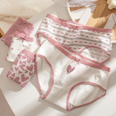 Japanese-style love heart cute girl invisible bow print low-rise student underwear for women