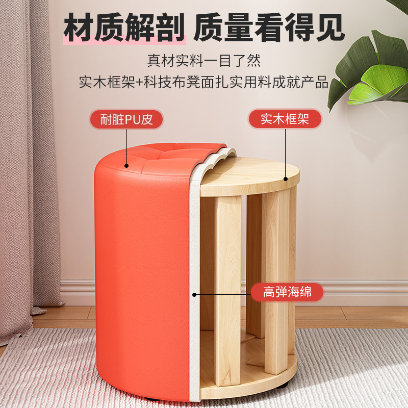 小さい腰掛けの家庭用の腰掛けのネットの赤い低い腰掛けの丸い腰掛けの皮の腰掛けの足掛けの簡単な客間のお茶の腰掛けの入り口は靴の腰掛けを交換します。|undefined