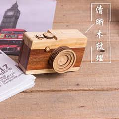 Music Box Cartoon Gift Ornament Wooden Box Creative Rotating Shutter Retro Camera Music Box Birthday Gift