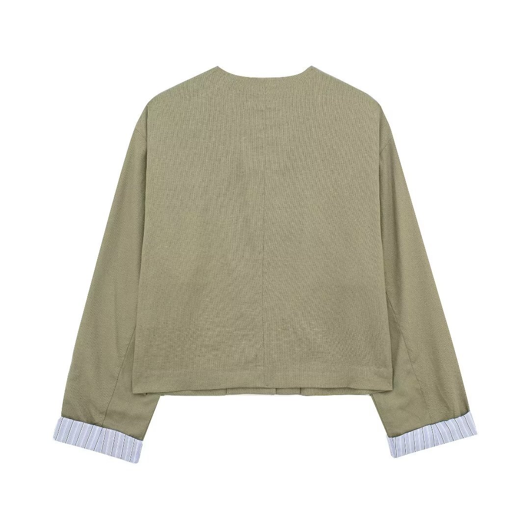 Women's clothing 2024 summer new linen blend short suit jacket straight leg pants set_voghion.com