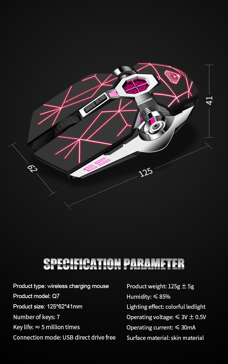 Emperor Leopard Q7 Wireless Charging Gaming Silent with Light Emitting Water Cooled Mechanical Mouse_voghion.com