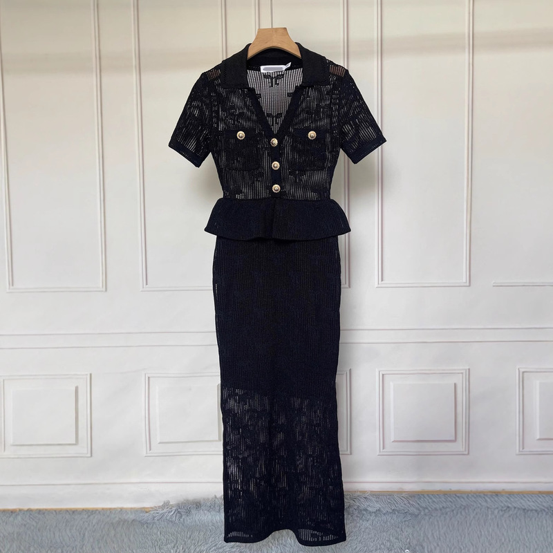 Sp2025 New Summer Style French Ladylike Elegant Lapel V Neck Single-Breasted Ruffle Stitching Cut Out Dress Sp2025 New Summer Style French Ladylike Elegant Lapel V Neck Single-Breasted Ruffle Stitching Cut Out Dress