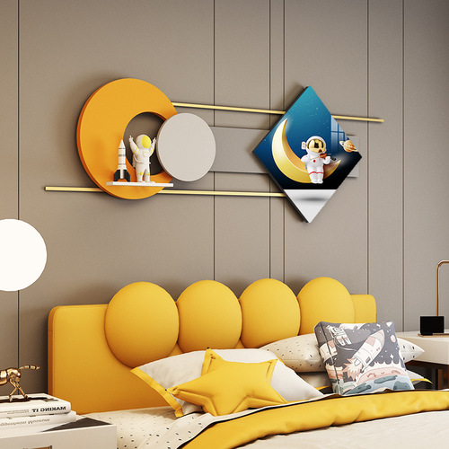 High-end creative children's room wall hanging 3D combination decorative painting restaurant wall decoration crystal porcelain painting wall ornament shelf