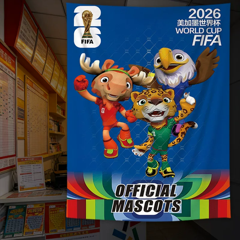 Плакат Футбольного чемпионата 2026 США-Канада-Мексика Флаг Флаг Спортивная Лотерея Магазин Маскот Фон Ткань Флаг Флаг Футбол Тематика Декоративная ткань