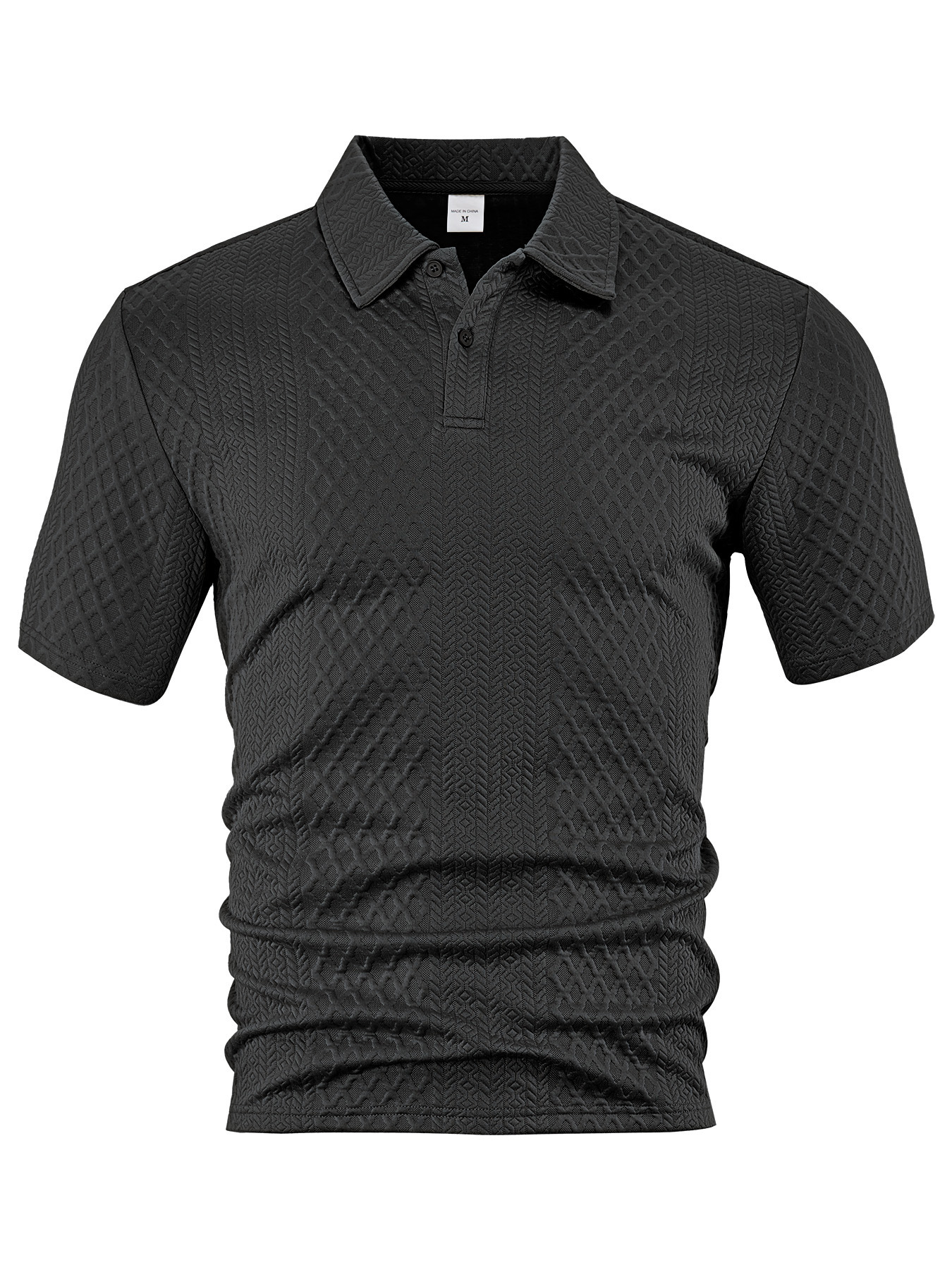 Europa y Estados Unidos ropa de hombre transfronteriza verano delgado relajado transpirable casual Jacquard de color sólido con solapa de manga corta camisa polo de hombre image 9