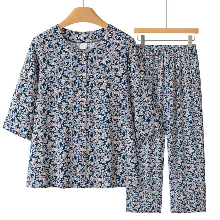 Summer Cotton and Linen Suits for Middle-Aged and Elderly Women, Large Size Loose Two-Piece Home Clothes, Comfortable Casual Printed Clothes and Pants Summer Cotton and Linen Suits for Middle-Aged and Elderly Women, Large Size Loose Two-Piece Home Clothes, Comfortable Casual Printed Clothes and Pants