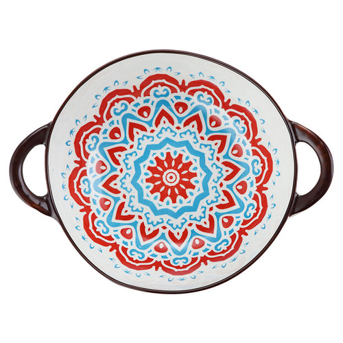 Modern Bohemian Underglaze Ceramic Double-Handle Shaped Bowl | Home & Dining | Internet-Famous Baked Rice Bowl for Restaurants | Stir-Fry, Noodle, and Soup Bowl