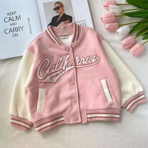 Children's Spring and Autumn New Arrival Alphabet Baseball Jacket Outerwear, Baby Girl Fashion Baseball Coat Warm Top