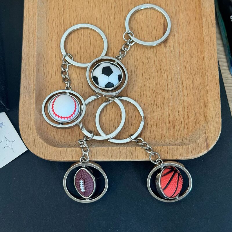 回転式小型バスケットボール、サッカー、ゴルフ、ラグビー、野球キーホルダー、メタルボールキーホルダーギフト|undefined