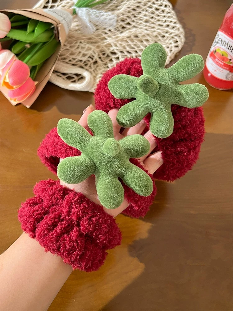 Headband and Face-Wash Accessory Set, Tomato Plush Design, Headband + Wristbands (2–3 pcs)