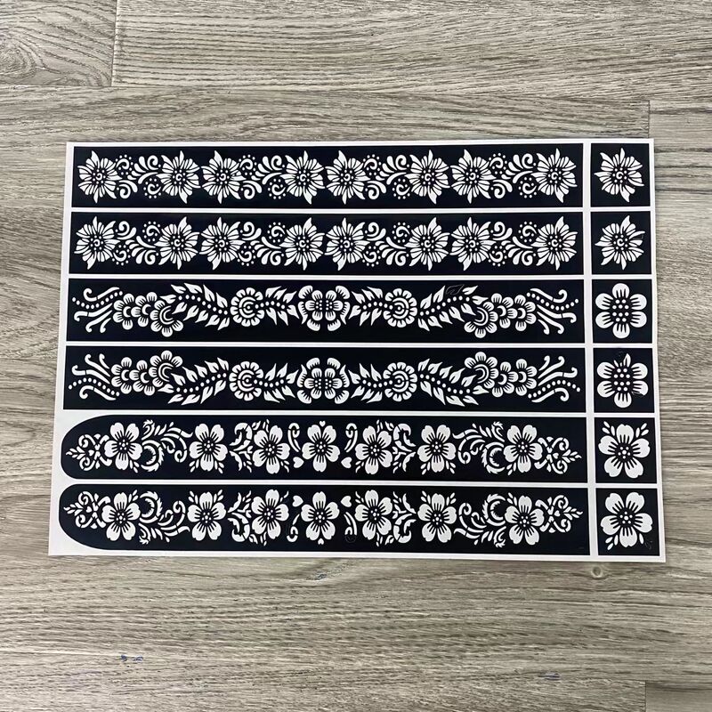 Henna Henna Indian Hand-Painted Cut Out Tattoo Template Pvc Self-Adhesive Black Sticker Henna Henna Indian Hand-Painted Cut Out Tattoo Template Pvc Self-Adhesive Black Sticker