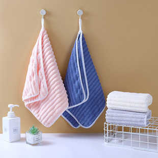 Candy Strip Towel Bath Towel Shower Cap Thickeneded Water-Absorbent Non-Shedding Type a Adult and Kidsren Household Coral Velvet Dry Hair Cap
