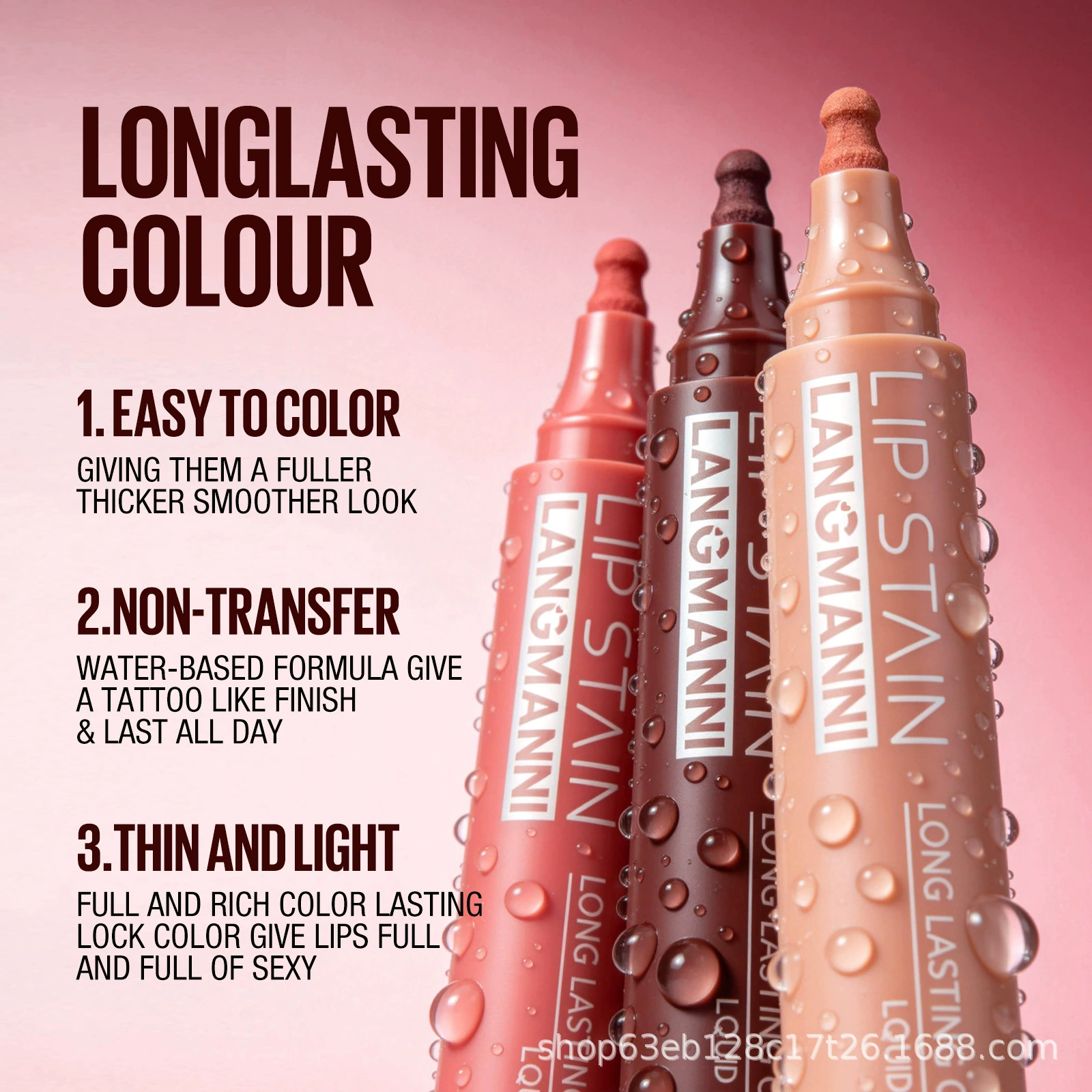Контур для губ Liquid Lip Liner (LANGMANNI), стойкий, 3 мл, набор из 6 оттенков, тонкий аппликатор