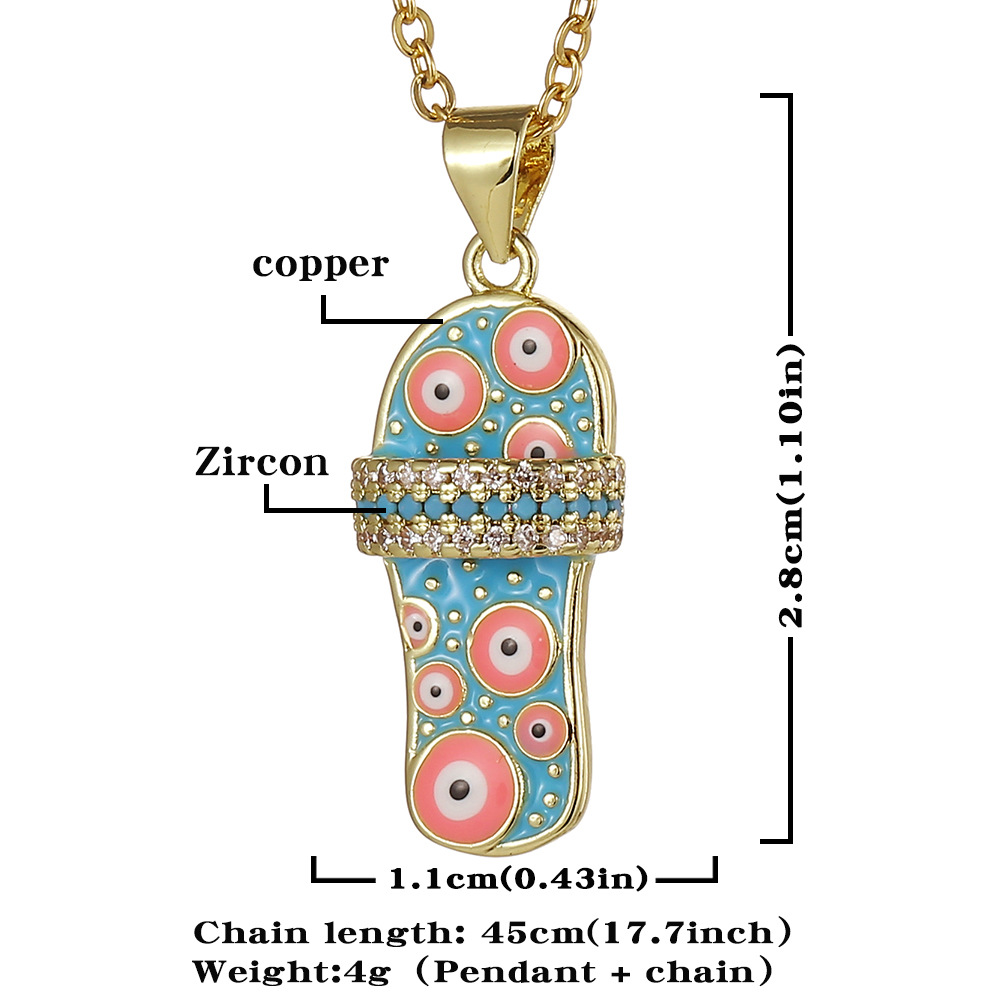 New trendy brand jewelry evil eye slippers pendant niche oil drop copper necklace