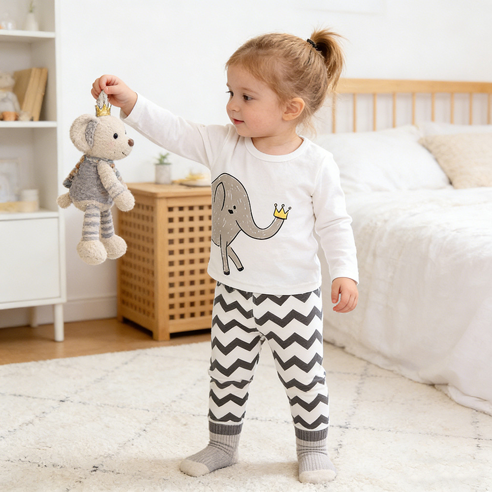 2026 Spring and Autumn Ins Children's Pajama Set, Toddler Base Layer Underwear, Baby Belly Protection Loungewear Wholesale