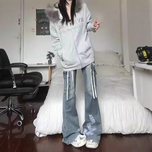 American Retro Lace Butterfly Knot Micro Mini Skirt Women Spring and Autumn Version Hot Girl High Street Design Sense Slim Flared Pants