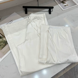 【现货】TR 新款极简松紧腰显瘦轻薄百搭休闲直筒宽松休闲长裤女