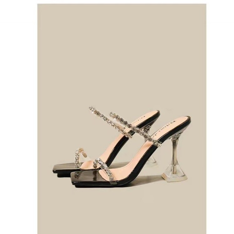 2026 Summer New Rhinestone Strap For Women, Transparent And Exquisite Silver High-Heel Sandals_vogvips.com