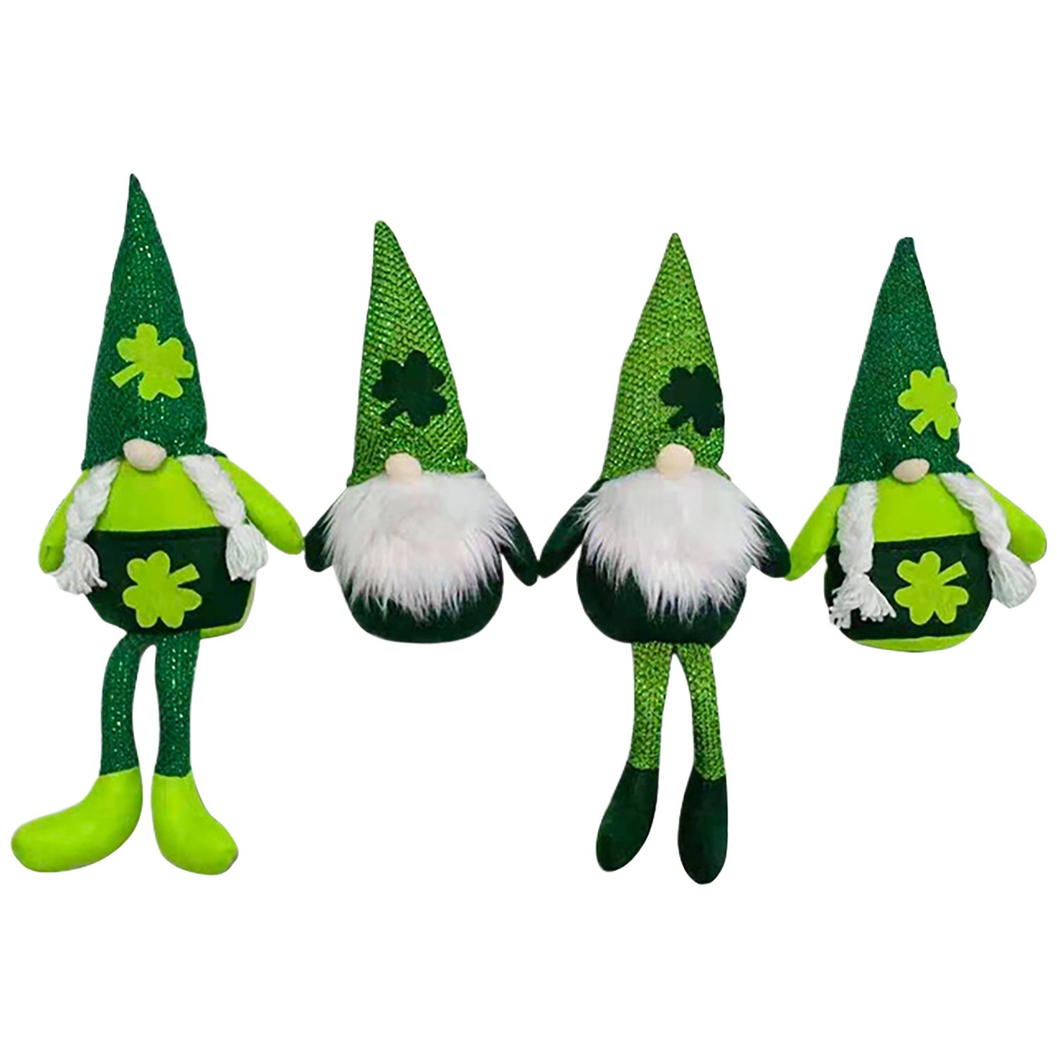 Nuevos productos transfronterizos Día de San Patricio muñeca sin cara Festival de hojas verdes trébol piernas largas Ornamentación Rudolph