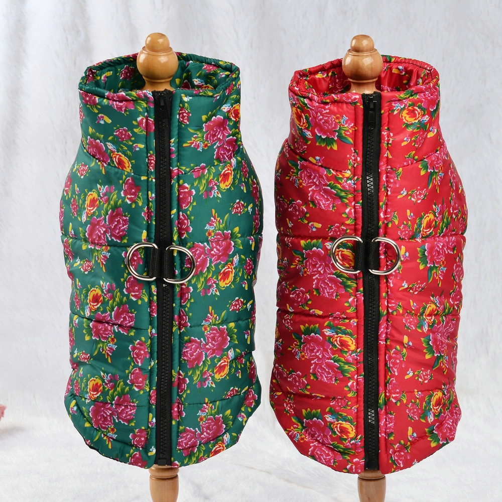 Трансграничные новые продукты для собак, собачья одежда, большая цветочная хлопковая жилета, толстая ветрозащитная, теплая куртка осенняя и зимняя лыжная одежда
