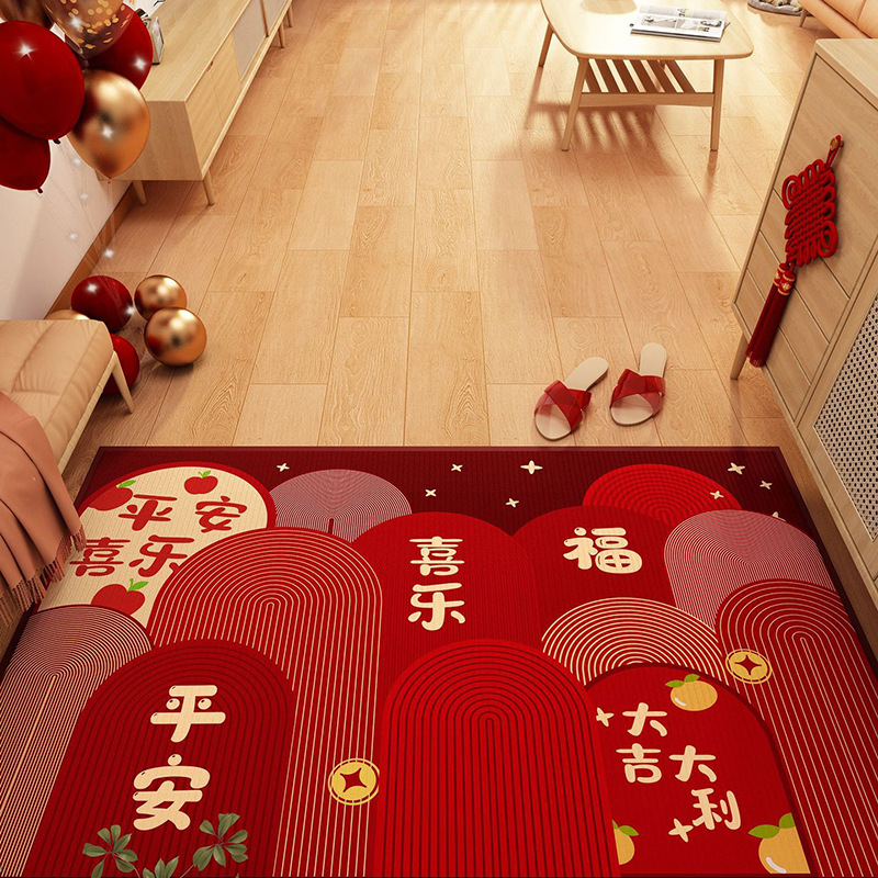 floor mat entry door stain-resistant crystal velvet foot mat new chinese style door mat high-grade household entrance non-slip foot mat