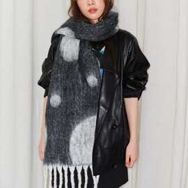 韩系小众波点流苏围巾女秋冬保暖加厚百搭披肩高级感马海毛围脖男