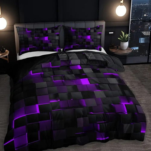 Abstract Grid Series Digital Print Bedding Set Soft Down Comforter Cover for Bedroom Guest Room