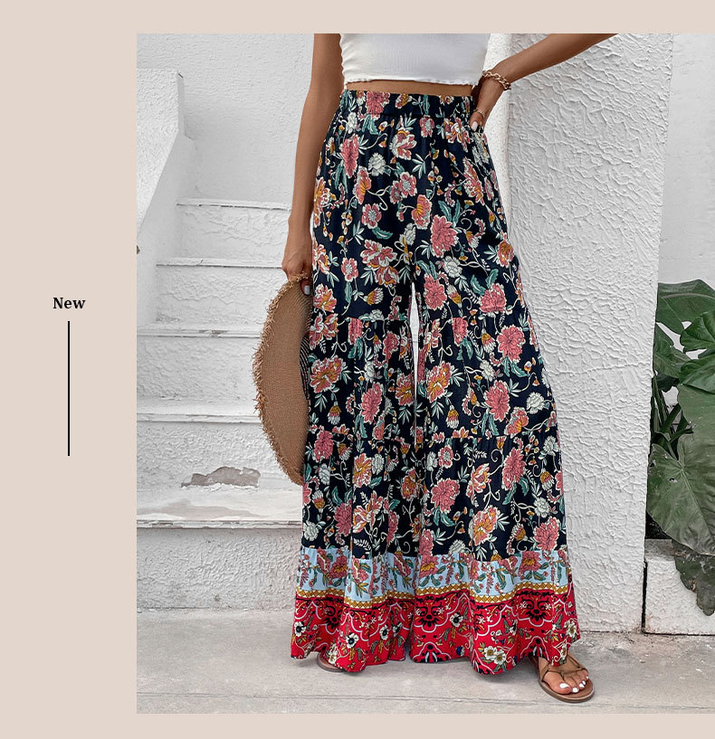 Printed Large Flare Wide Leg Pants_voghion.com