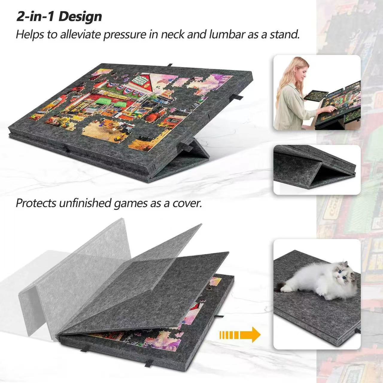 Tilting Puzzle Board Thickeneded Stackable Puzzle Felt Board Pinpin Puzzle Board Puzzle Mat Felt Board for Adults