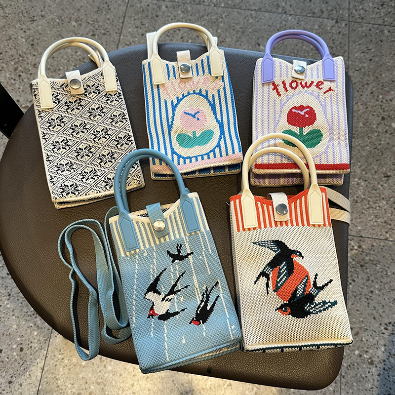 Chaleco de punto, bolso de mano, flor de golondrina de verano y otoño, chaleco conveniente, bolso de mano, bolso de muñeca, bolso de viaje de trabajo