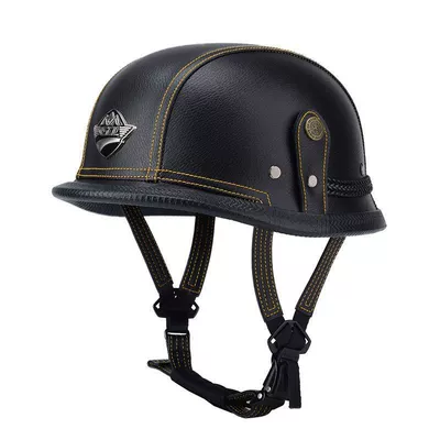 Motosiklet dəbilqələri — Steel Helmet, Retro Half Helmet - m55-56-black-and-yellow-line-single-helmet-limited-time-carnival