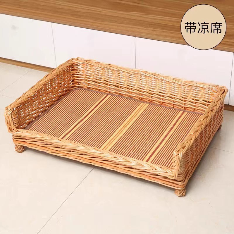 Perro tejido de ratán Perro mimbre mimbre Perro mediano y grande Nido para mascotas extraíble y lavable disponible en todas las estaciones Teddy Satsuma Cama para perros Golden Retriever Nido para gatos