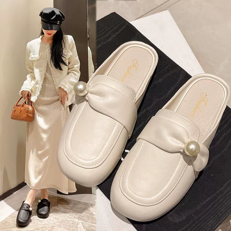 Тапочки с плоской подошвой носить педаль Баотоу 2025 новая летняя обувь мода дикий ленивый Мюллер педали