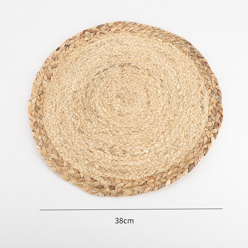 Cojín de paja transfronteriza tela de algodón impresa cojín de taza tejido a mano cojín casero de corteza de maíz cojín de mesa aislante térmico a prueba de quemaduras