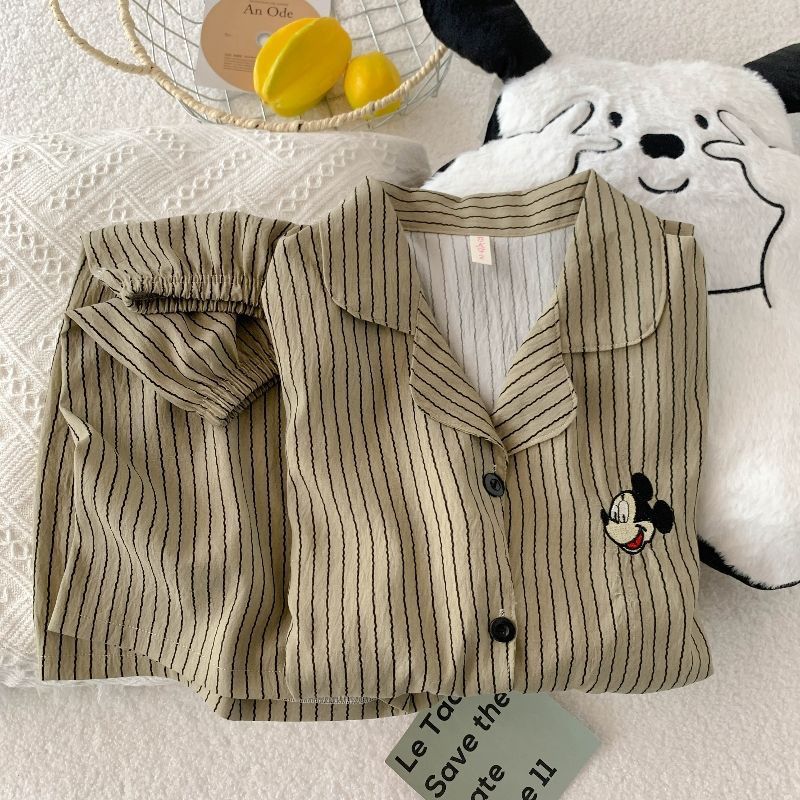 Verano nuevo pijama de algodón nube mujer suelta delgada estudiantes pantalones cortos de manga corta dos piezas se pueden usar ropa de casa