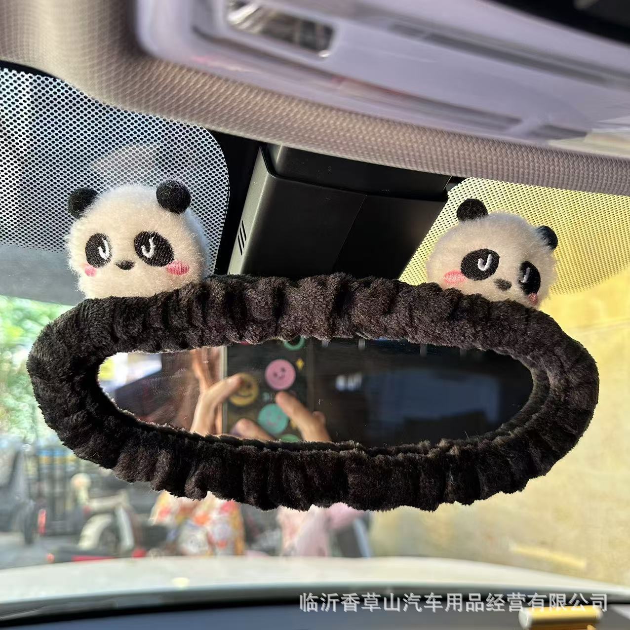 Cubierta de espejo retrovisor de automóvil transfronterizo de peluche creativo de dibujos animados lindos cubierta de espejo retrovisor de automóvil accesorios interiores mujeres image 6