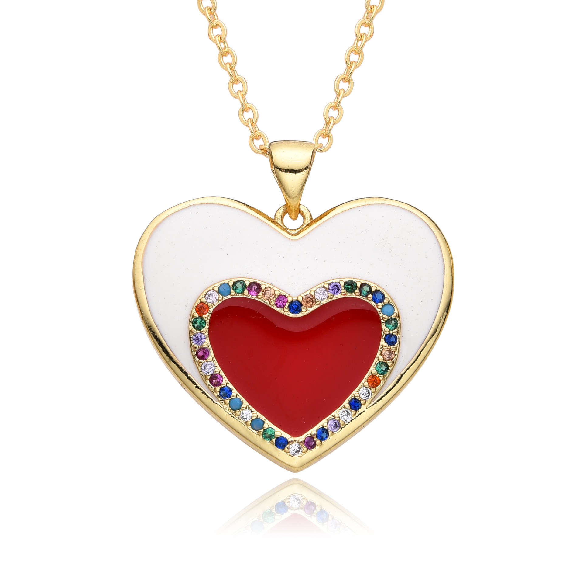 Pendant Necklace Classification Copper Inlay Heart Shape Zircon Pendant Necklace
