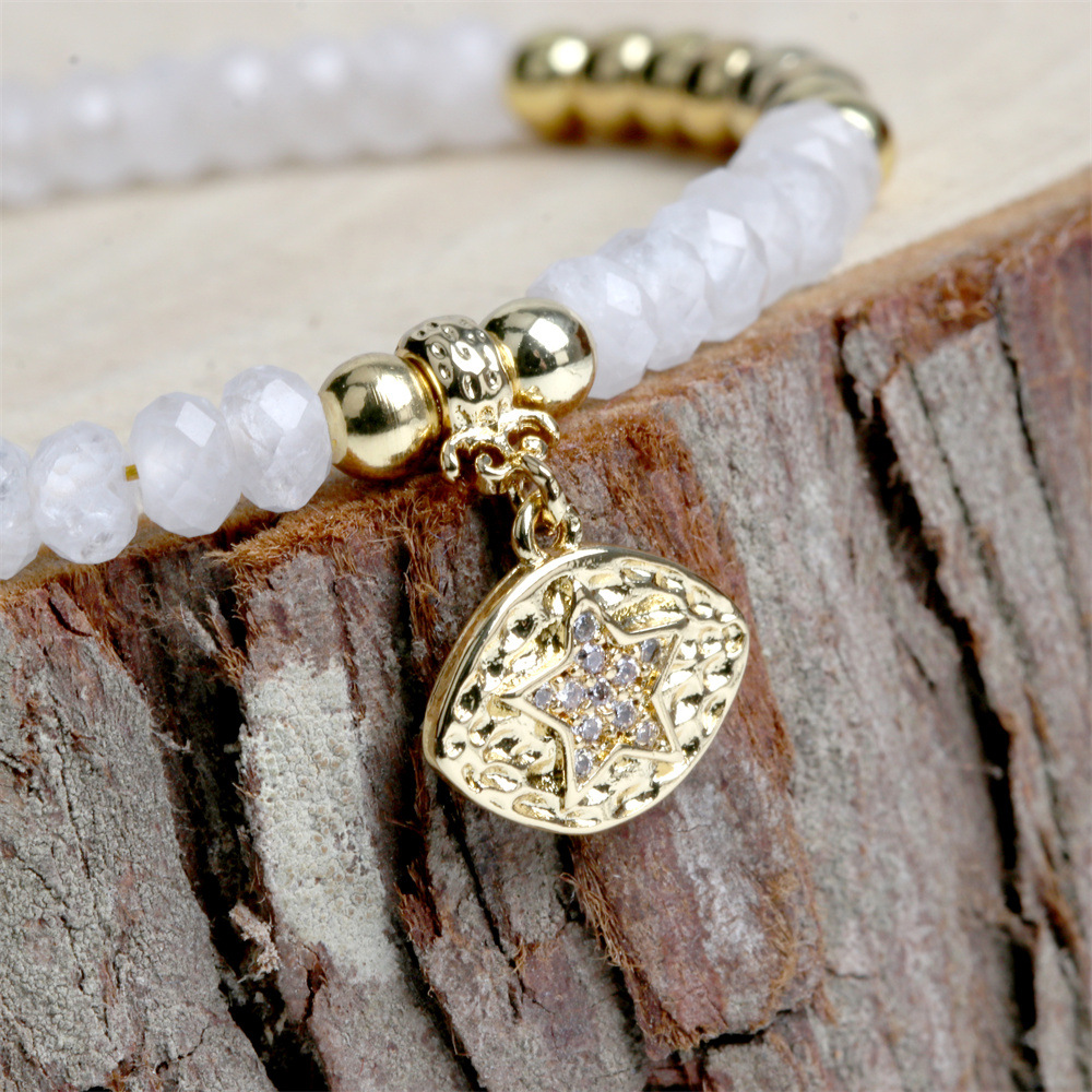 Fashion new metal beaded zircon star eye copper bracelet