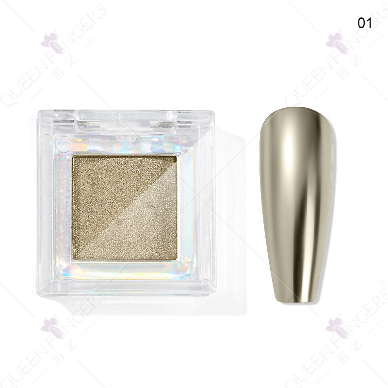 Nuevo brillo de uñas color sólido espejo mágico polvo cuadrado caja brillo láser polvo de titanio polvo de oro polvo de hadas polvo de sombra de ojos en polvo