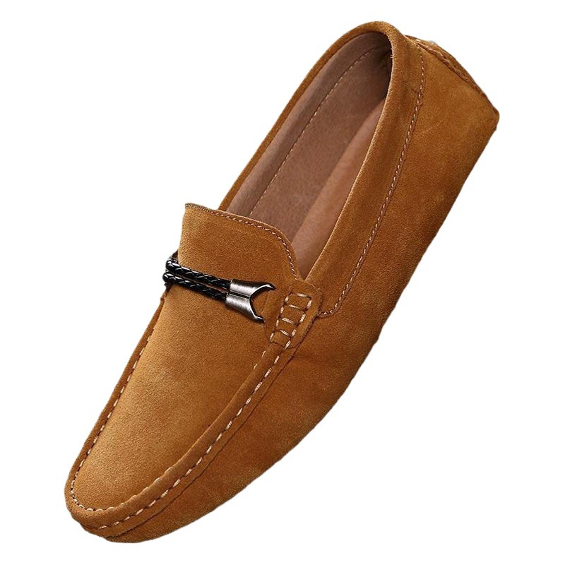 Кожаная обувь мужская весна новая мужская повседневная обувь дышащая одна педаль черная бобовая обувь молодежная наружная мужская обувь