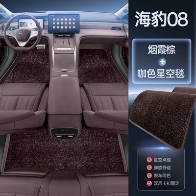 Modelə uyğun ayaqaltı soft carpet mats - byd-seal-08-exclusive-smoky-brown-coffee-color-starry-sky-blanket-magic-print-waterproof