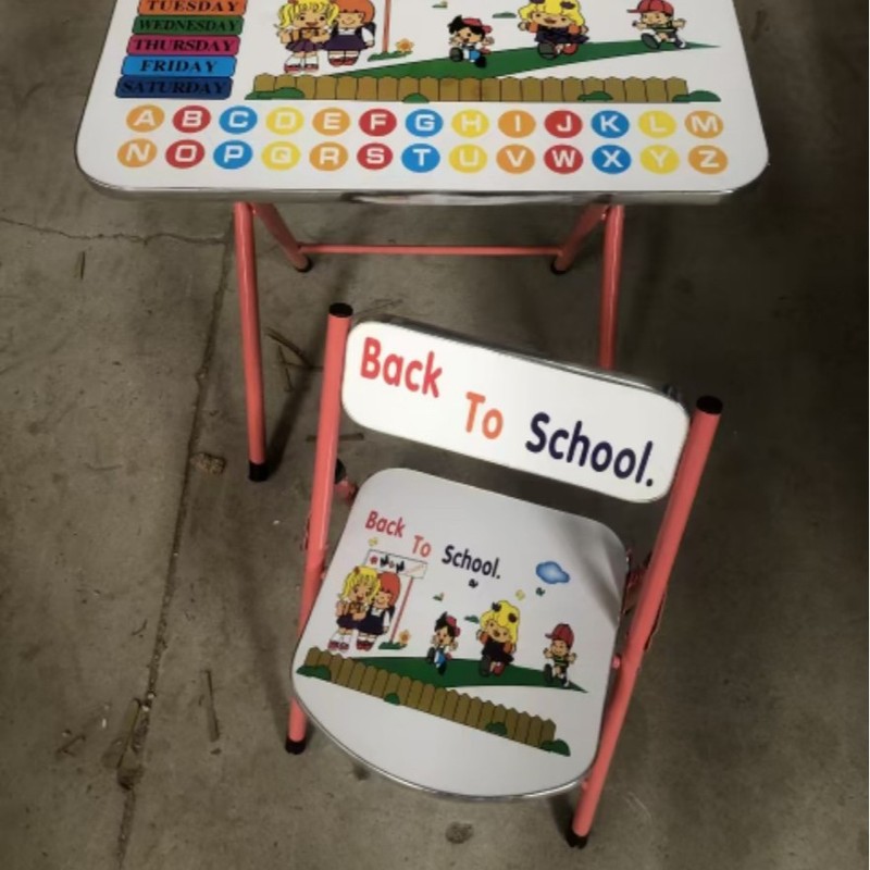 厂家批发儿童卡通学习桌椅字母数字桌椅学校幼儿园交叉折叠桌椅|undefined