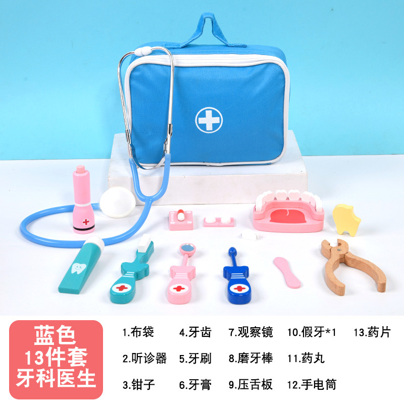 Simulación de los niños pequeño doctor bebé casa juego juguete de madera traje niños y niñas inyección juguete regalo