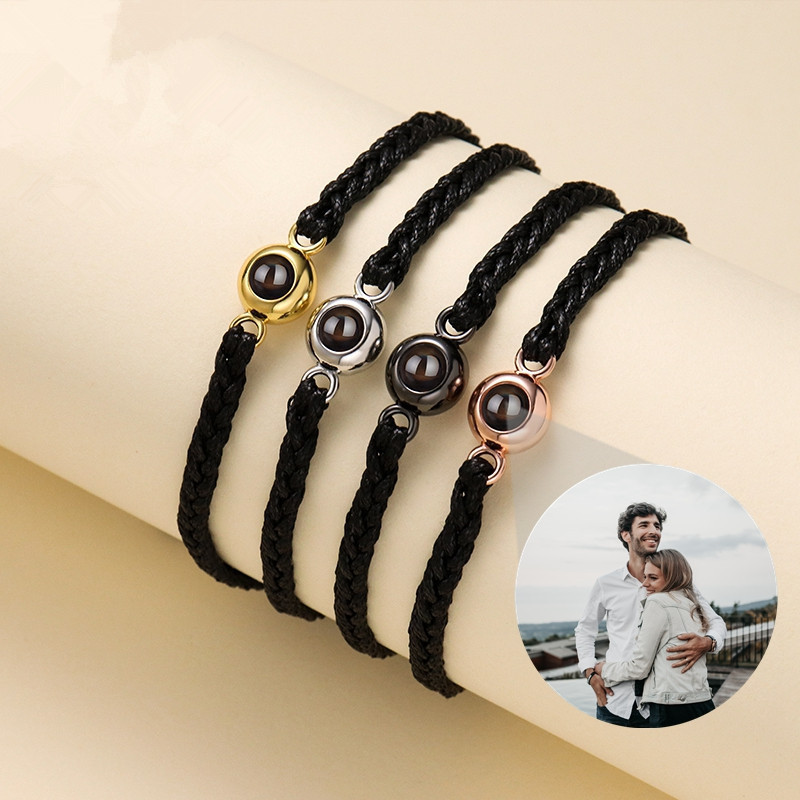 Projection New Woven Bracelet European and American Cross-border 100 Languages I Love You Photo Text Customization